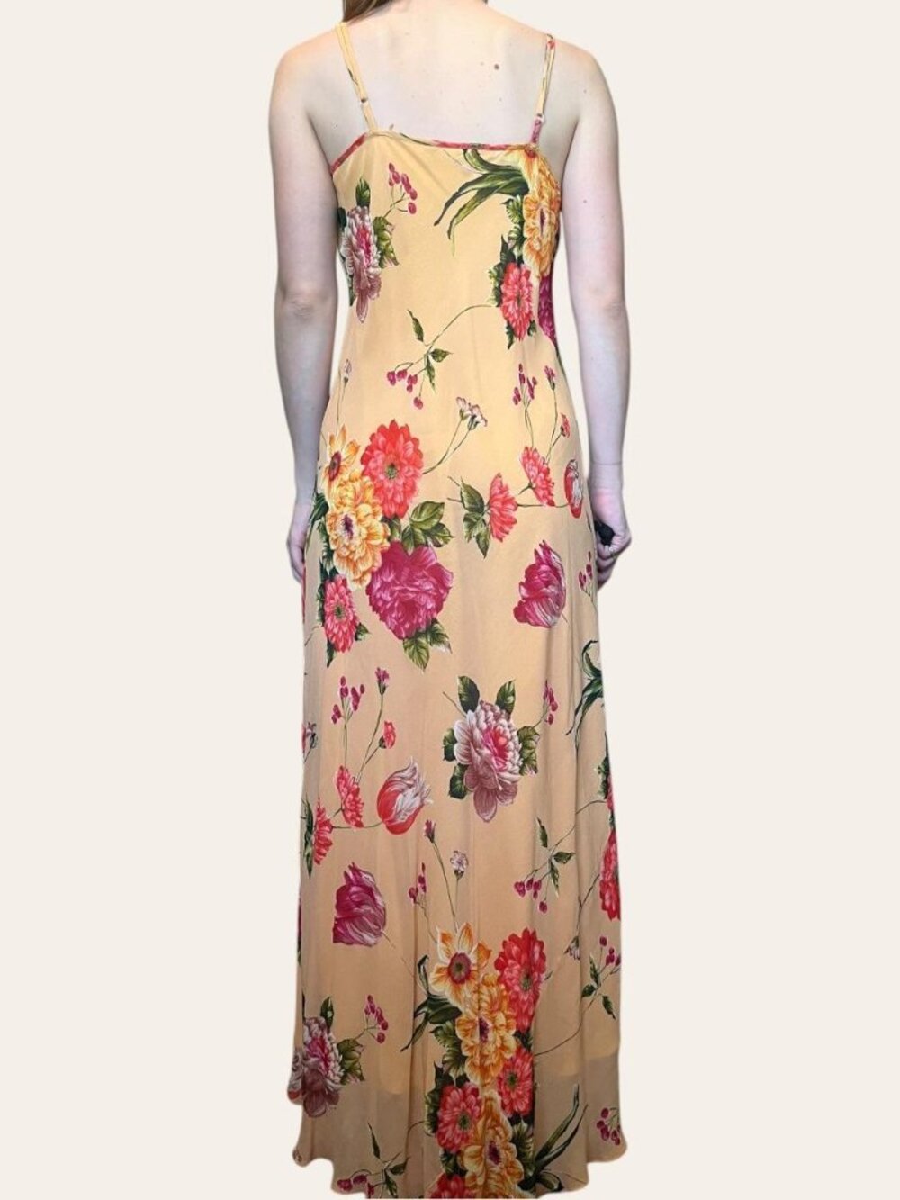 American Angel 90s/y2k style floral peach chiffon maxi dress - Small/Medium - Picture 5 of 8